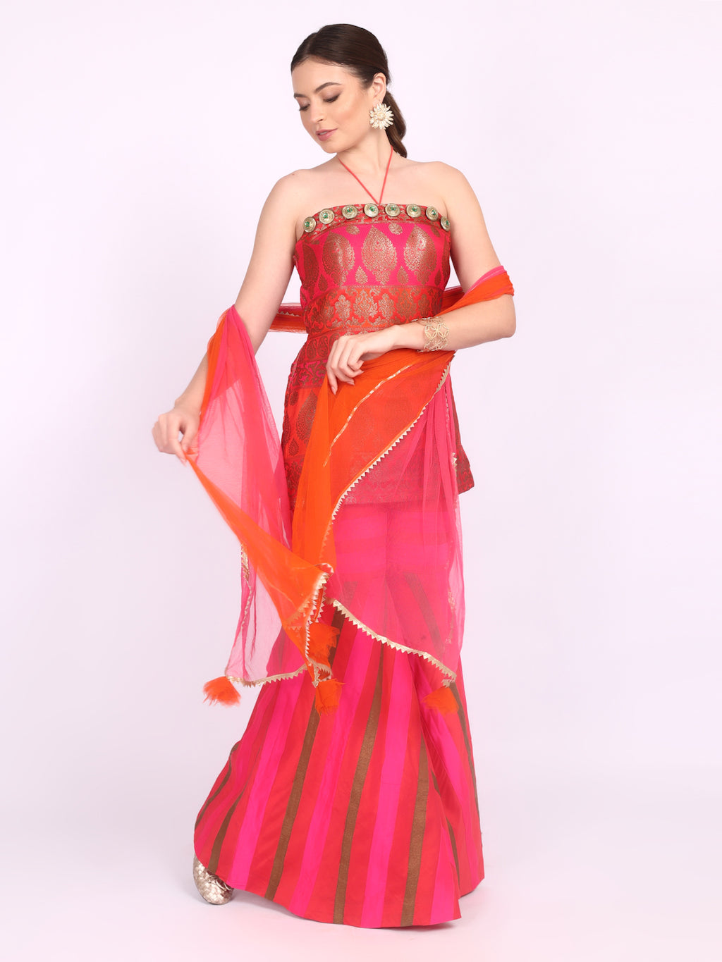SILK MULTI SHARARA SET