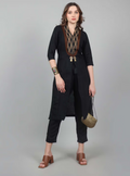 NAMAH BY PARUL MONGIA Tribal Black Linen Jacket with Pant